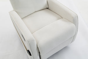 English Elm Short Plush Swivel Recliner Armchair with 360 Degree Rotation for Living Room Cream White W547P437353