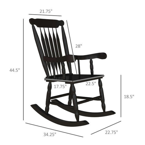 English Elm Outsunny Outdoor Rocking Chairs Set Of 2 - Classic Black Wood Rockers For Patios, Gardens & Balconies W2225P217107-GIGA