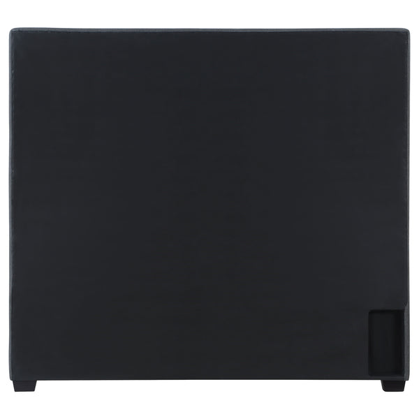 English Elm Maille Charcoal Upholstered Eastern King Bed - Modern Elegance With Scalloped Headboard & Nail Trim B062S01009