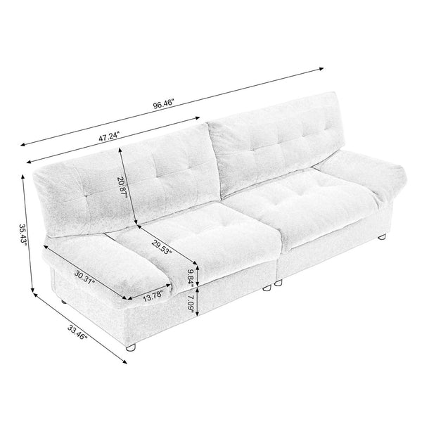 English Elm Cloud Style Sofa - Plush Teddy Velvet 2-Seater Couch For Cozy Living Room & Apartment Spaces W2705S00001-GIGA