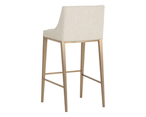 Sunpan DIONNE Barstool - Modern Design with Antique Brass Legs for Stylish Dining and Bar Areas Oatmeal 112415