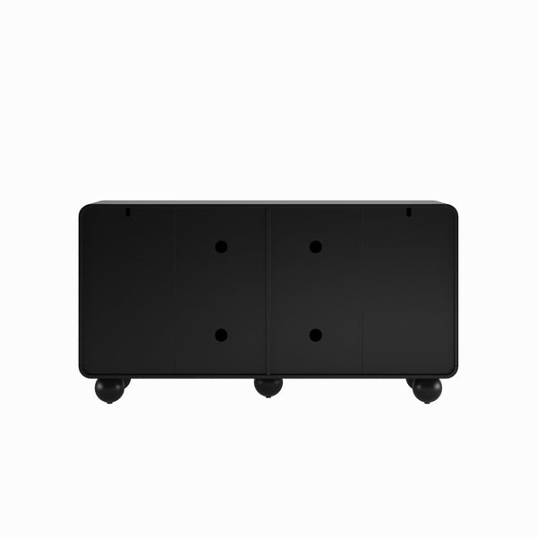 English Elm 59'' Sculptural Sideboard with Honeycomb Doors Sphere Legs and Generous Storage Space W2263P426699