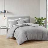 N Natori Origami Modern/Contemporary 3 Piece Oversized Knit Quilted Top Comforter Mini Set NS10-3725 Grey