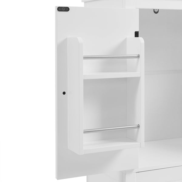 English Elm Elegant Bathroom Floor Storage Cabinet with 4 Doors, Adjustable Shelves, Anti-Tip Design, 28"L x 15"W White N725P188461K