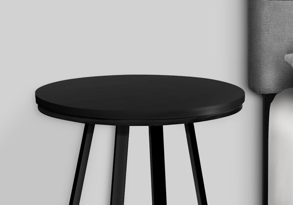English Elm Accent Table - Modern Round Side Table With Black Laminate Top & Metal Base For Living Spaces B2710P218975
