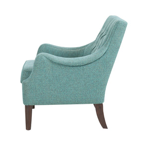 JLA Home Madison Park - Button Tufted Accent Chair with Plush Removable Cushion, Solid Morocco-Finish Wood Legs for Elegance and Comfort Teal FPF18-0512