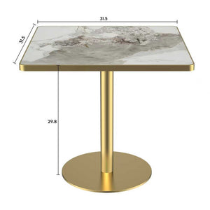 English Elm Square Modern Dining Table – 31.5" Bistro Table With Luxe Faux Marble Top & Sturdy Metal Frame W3316P375692-GIGA