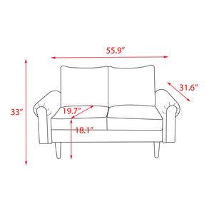 English Elm LOVESEAT,BEIGE Plush Velvet Microfiber Sofa with High-Density Foam, Solid Wood Frame, Compact Chic B205P248194
