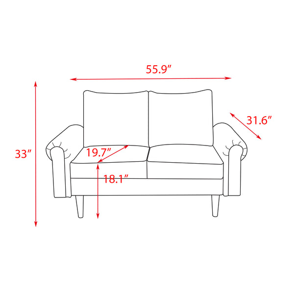 English Elm LOVESEAT,BEIGE Plush Velvet Microfiber Sofa with High-Density Foam, Solid Wood Frame, Compact Chic B205P248194