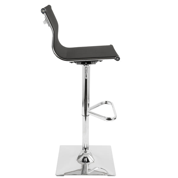 English Elm Mirage Perforated Mesh Adjustable Barstool with Swivel & Chrome Base — Faux Leather Black, 360° Comfort B202P222340