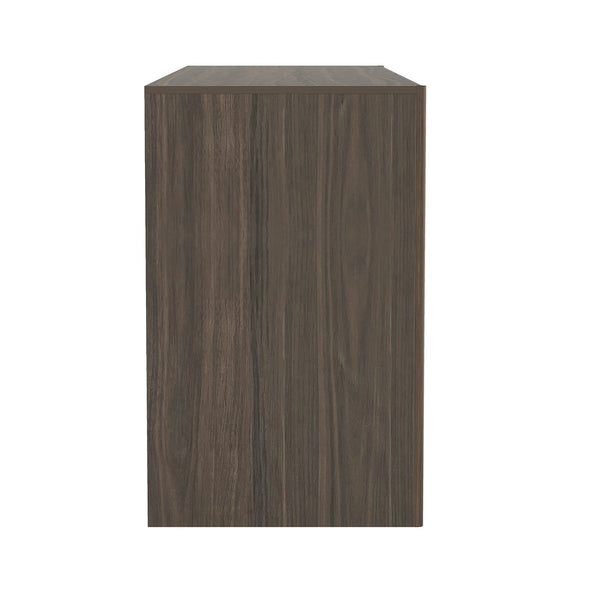 English Elm Linda 72" Walnut Brown 6-Drawer Dresser — Minimalist Low-Profile Design, Rich Wood Grain Storage (72") B365S00065