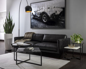 Sunpan Rogers Sofa - Luxurious Leather Comfort with Timeless Design for Your Living Room Sanctuary Cortina Black Leather