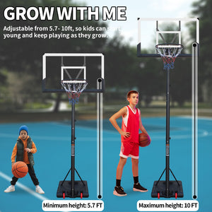 English Elm Use Adjustable Polycarbonate Basketball Hoop System with Steel Frame and Portable Base W1408P295941