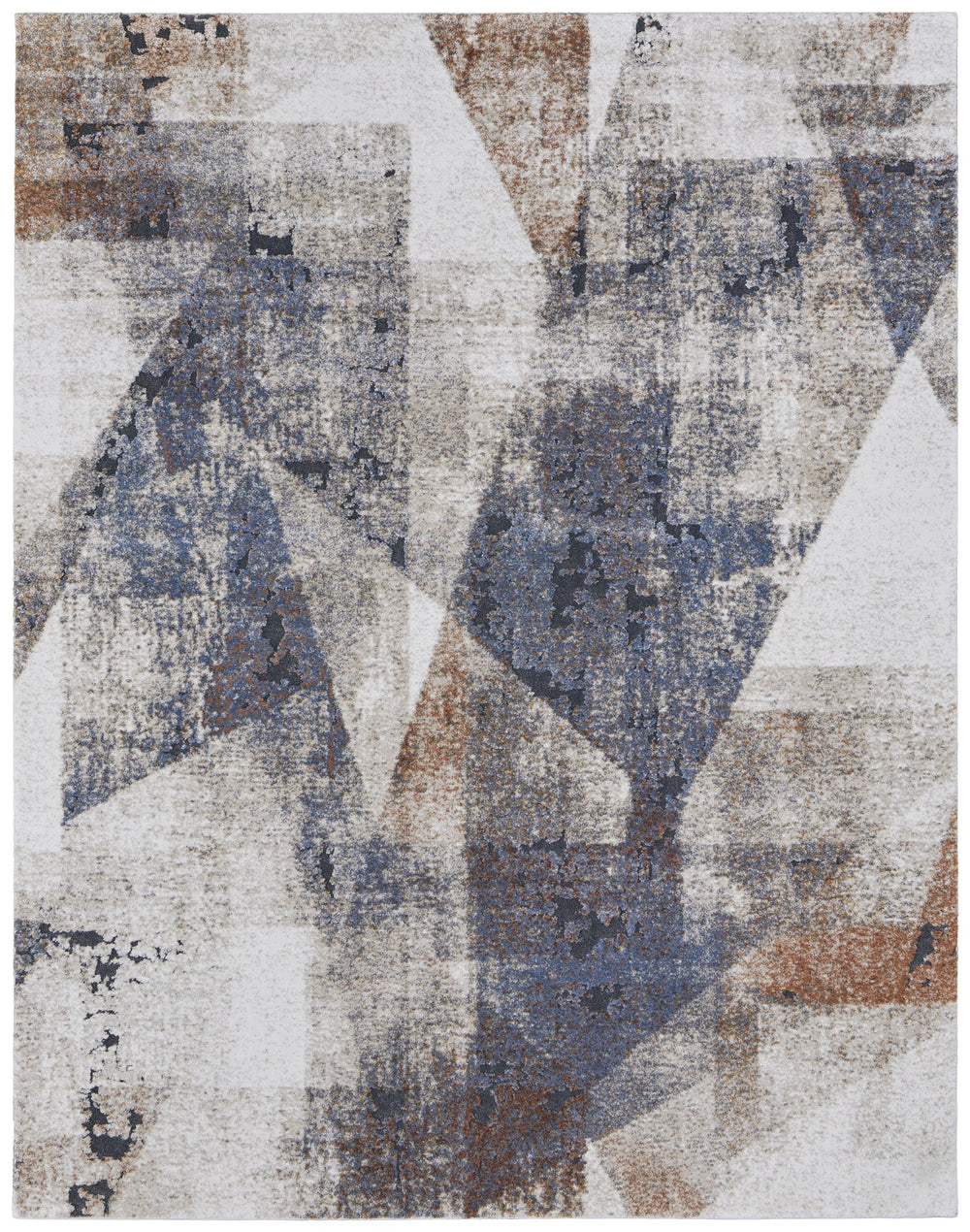 Feizy Rugs Gilmore Collection Modern Abstract Geometric Rug - Vibrant, Machine-made Turkish Design For Any Space Blue,Ivory,Taupe Polypropylene Gil39mkfbluivyp00