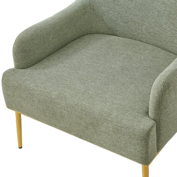 English Elm Modern Chenille Armchair with Curved Back Gold Legs Plush Accent Seat for Any Room Green N763P360684F