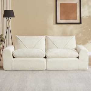English Elm Modern Chenille Sectional Sofa with Foot Extension Low Profile Living Room Comfort Beige W3396P463868