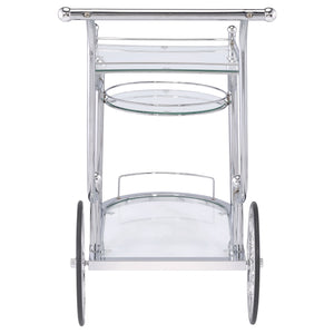 English Elm Reia Chrome 3-Tier Serving Cart with Tempered Glass Shelves, Smooth Casters, Sleek Metallic Finish B062P328717