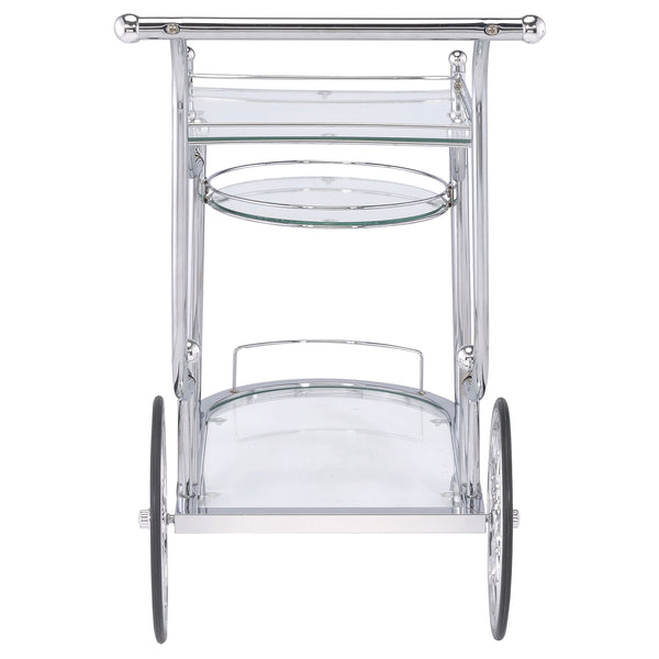 English Elm Reia Chrome 3-Tier Serving Cart with Tempered Glass Shelves, Smooth Casters, Sleek Metallic Finish B062P328717