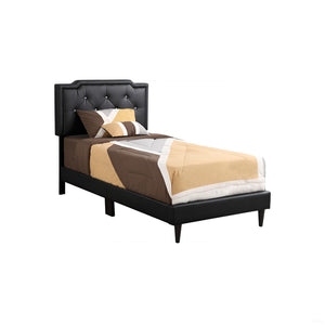 English Elm Chic Tufted Black Twin Bed with Adjustable Headboard, Sleek Modern Design for Small Spaces B078118232