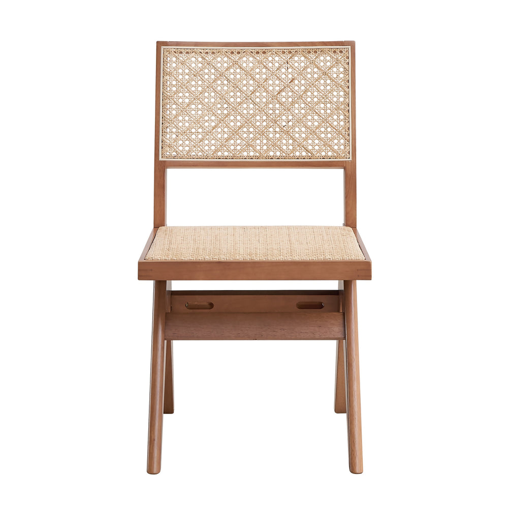 English Elm Casual Rattan Side Chairs Set of 2 Mid-Century Modern Curved Backrest Airy Woven Elegance for Dining Natural 23.5 L x 41.5 W x 10 H B2741P333532