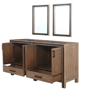 English Elm Rustic Double Bath Vanity Set 60" W X 22" D With Mirrors - Barnwood Finish, Ample Storage & Style B2731S00582-GIGA