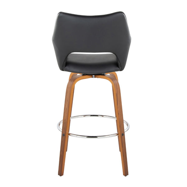 English Elm Fixed-height Swivel Barstools Mid-century Walnut Bentwood Frame Grey Upholstered Set B202S01929