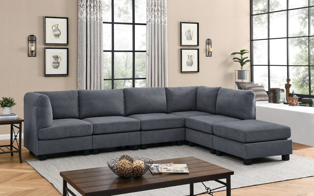 English Elm Faux Leather Modular Sectional Sofa Reconfigurable Pu Upholstery Living Room B2748S00178