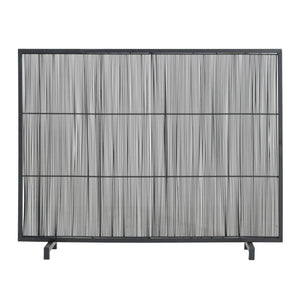 English Elm Willow Iron Fireplace Screen Powder Coated Vertical Bar Grid for Modern Interiors Black N775P386927B