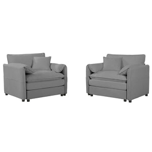 English Elm Oversized Chenille Accent Chairs Set of 2 Plush Foam Seat Modern Living Room Lounge W3163S00094