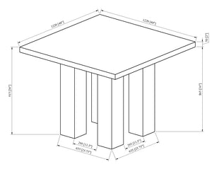 English Elm 5pc Counter Height Dining Set with Faux Marble Square Top, Dark Wood Base & Light Gray Upholstered Chairs, Modern Elegance B011S01632
