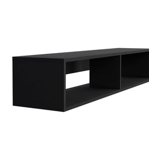 English Elm Warrior Floating TV Stand 59" Wall Shelf with Two Open Shelves, Cable Management, Sturdy 50lb Capacity Black 65 L x 18 W x 3.6 H B070P224232