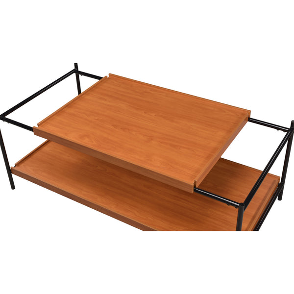 English Elm Rectangular Modern Coffee Table with Wood Top and Metal Frame, Two-Tone Finish for Stylish Living Black,Brown Oak B016P312862