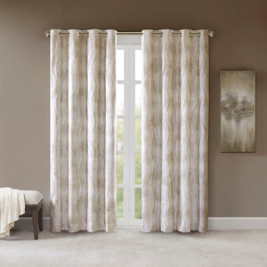 English Elm Printed Jacquard Grommet Top Total Blackout Curtain Panel Ivory 50x108 Stylish Thermal Noise-Blocking Privacy Drapes B03599810