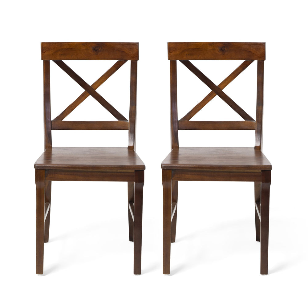 English Elm Christopher Knight Home® - Acacia Cross-Back Dining Chairs Set of 2 in Rich Mahogany — Farmhouse Style, Durable Acacia Wood Comfort 55387.00