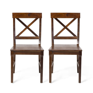 English Elm Christopher Knight Home® - Acacia Cross-Back Dining Chairs Set of 2 in Rich Mahogany — Farmhouse Style, Durable Acacia Wood Comfort 55387.00