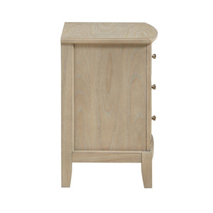 English Elm Classic Farmhouse Three-drawer Nightstand Mindy Veneer Distressed Beige Bedside Storage B011P416544