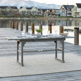 English Elm Walker Edison - Modern Slat-Top Solid Acacia Wood Butterfly Outoor Dining Table - Grey Wash