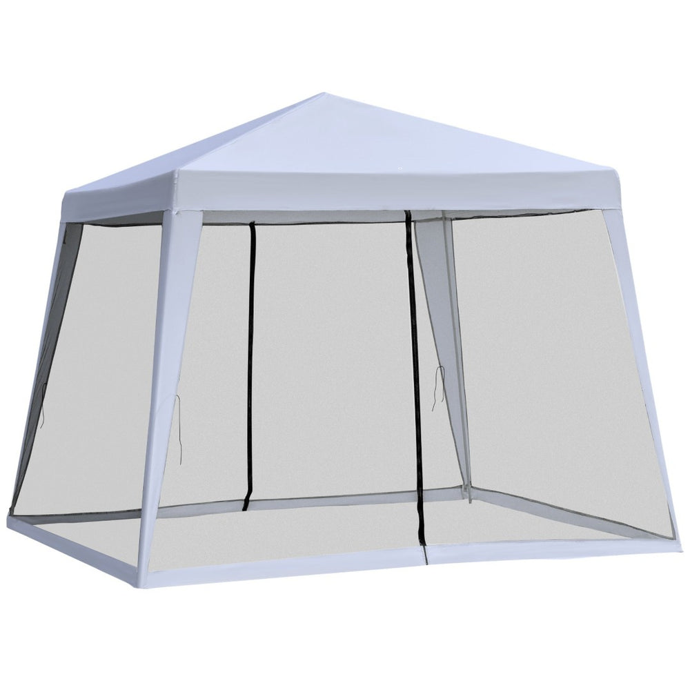 English Elm Outsunny 10x10 Outdoor Party Canopy with Mesh Walls and Uv Blocking Steel Frame W2225P200894