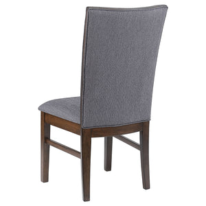 English Elm Wawona Grey Upholstered Dining Side Chair Set of 2 — Tall Back Comfort, Tapered Profile, Brown Wood Base B062P375534