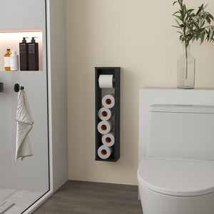 English Elm Toliet Paper Holder Magna Black - Compact Engineered Wood Storage Cabinet for 5 Extra Rolls, Space-Saving B092P238745