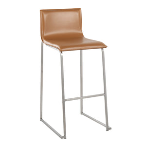English Elm Mara Contemporary Barstool Set of 2 — Sleek Faux Leather Upholstery & Stainless Steel Frame with Footrest Camel B202P222238