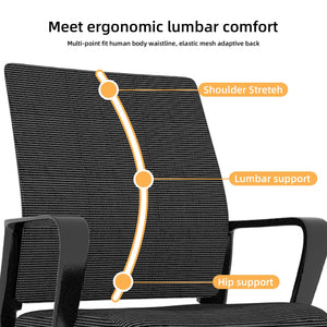 English Elm Minimalist breathable mesh office chair with curved support, cushioned seat, stable iron frame for long workdays Black W1935P338542