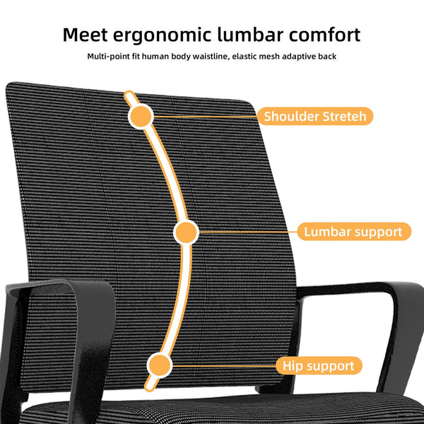 English Elm Minimalist breathable mesh office chair with curved support, cushioned seat, stable iron frame for long workdays Black W1935P338542