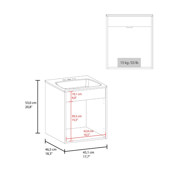English Elm White Modern Bathroom Vanity With Integrated Basin & Two-Door Storage For Compact Spaces B062P355535-GIGA