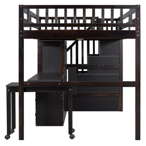English Elm Queen Murphy Bed with Integrated Desk Cabinet Shelves Space Saving Studio Solution Espresso N708S00014P