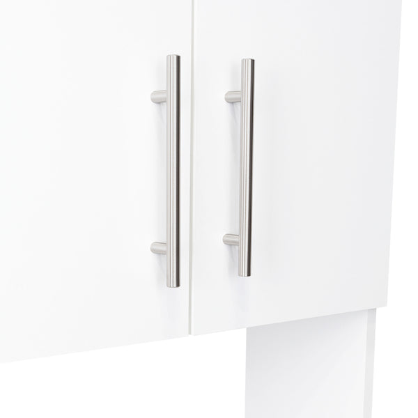 English Elm Linden 76.8" Tall White Kitchen Pantry Cabinet with Hutch, 5 Shelves, Microwave Space, Slim Design B070P264145