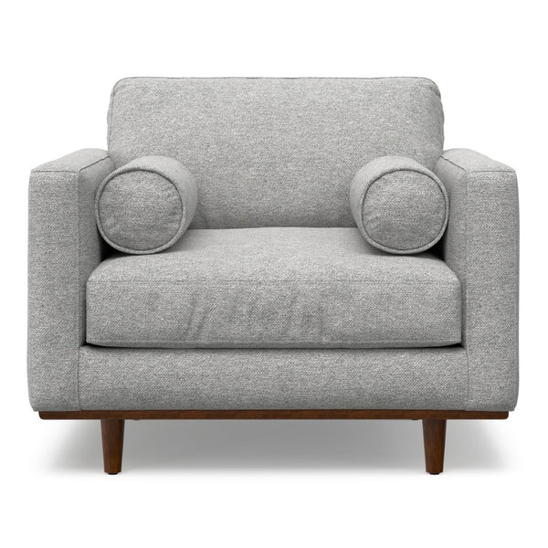 English Elm Morrison Sculptural Mid-century Armchair with Rubberwood Legs and Performance Fabric Gray B136P420741