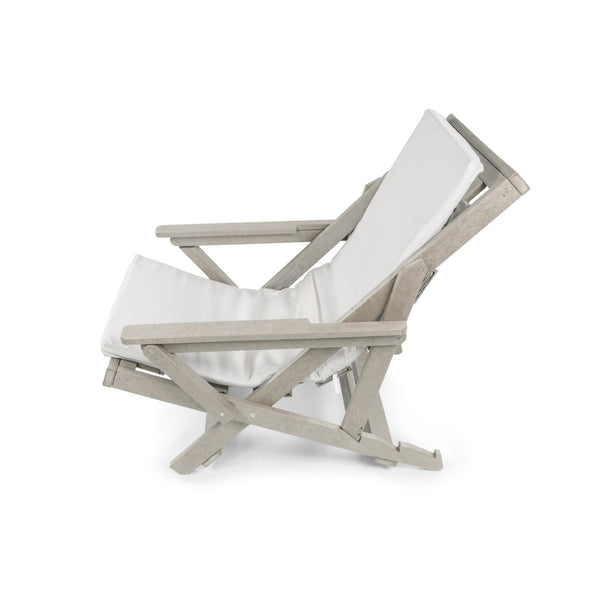 English Elm Pinecrest Outdoor Folding Lounge Chair Recycled Hdpe Reclining Patio Seat with Cushion Sand B2745P409689