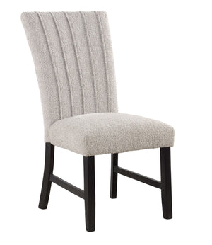 English Elm Unique Gray Boucle Parson Chairs Set of 2 with Vertical Pleats, Black Wood Legs, Modern Dining Accent B011P234754