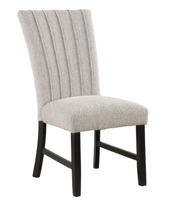 English Elm Unique Gray Boucle Parson Chairs Set of 2 with Vertical Pleats, Black Wood Legs, Modern Dining Accent B011P234754